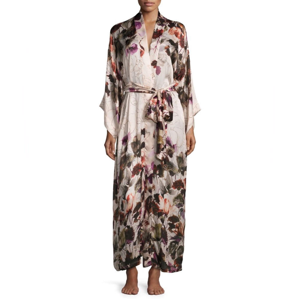 Christine Designs Long Silk Robe, Botanica Print